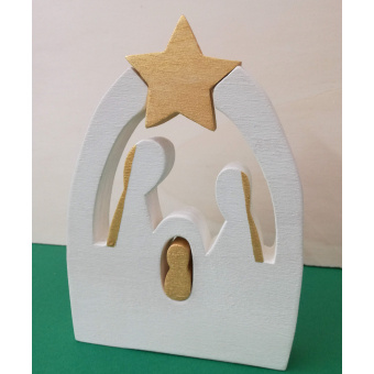 Calendario Avvento con Presepe artigianale "Sacra Famiglia" in legno