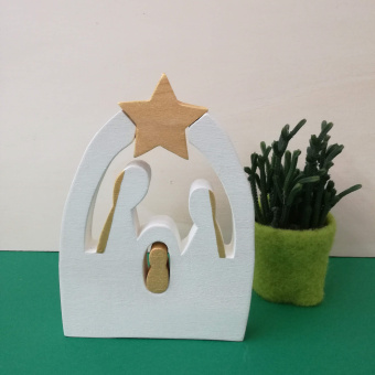 Calendario Avvento con Presepe artigianale "Sacra Famiglia" in legno