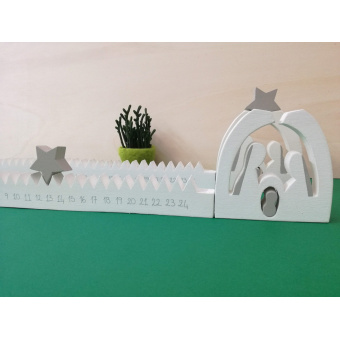 Calendario Avvento con Presepe artigianale "Sacra Famiglia" in legno