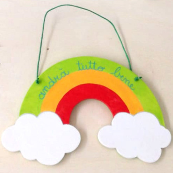 Mini Targhetta Arcobaleno "Andrà Tutto Bene"